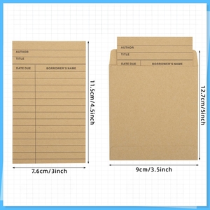 Enveloppes d'expédition en papier cartonné brun pour cartes postales, enveloppes de poche pour cartes de bibliothèque, pour l'école, le bureau, la bibliothèque publique, les livres - Product Image 5