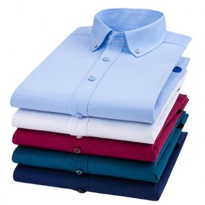 Chemise à manches longues en fibre de bambou avec col à boucle de forage Nouveau élastique anti-rides Business Casual Men's Long Sleeve Plus Shirt Worker - Product Image 5