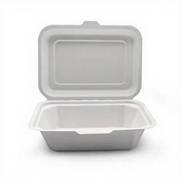 Natuurlijke/Witte 6x6 9x6 8x8 9x9 inch wegwerp bagasse doosje duurzaam hittebestendig bagasse clamshell compartiment lunchbox