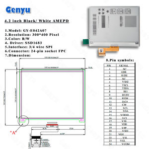 黑白24针插座Fpc <span class=keywords><strong>3</strong></span>/4线Spi电子纸显示器电子墨水4.2英寸黑白Epd电子墨水显示器 - Product Image 3