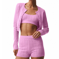 Cardigan en tricot pointelle 100 % coton personnalisé avec logo, col rond, 12GG, court, boutonné, doux, pour femme, vente en gros