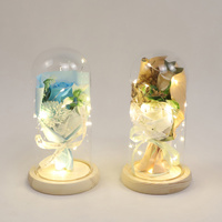 Rose éternelle sous cloche avec lumière LED, rose galaxie, meilleur cadeau pour elle pour la Saint-Valentin, la fête des mères