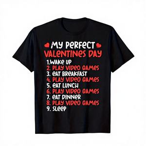 T-shirt décontracté pour homme à manches courtes 100 % coton avec motif imprimé sur le devant, thème liste de jeux vidéo amusante pour la Saint-Valentin - Product Image 1