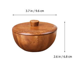 Tigela de Arroz de Madeira Natural Ecológica, Recipiente para Salada e Sopa, Tigela de Madeira com Tampa para Cozinha Doméstica - Product Image 2