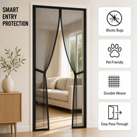 Moustiquaire magnétique pour porte coulissante en polyester à mailles fines invisible, vente en gros et sur mesure