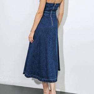 Nuevo Vestido de Mezclilla de Verano de Alta Calidad, Estilo Noble sin Tirantes, Lavado Sexy y Elegante, Vestidos Largos de Jeans - Product Image 3