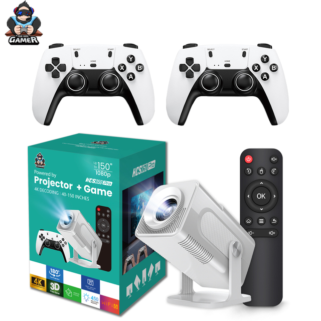JUNUO Best Price Game Projector 30000 Games Android 11 Wifi Video Game Console Portable Short Throw Home Theatre US HCS350pro