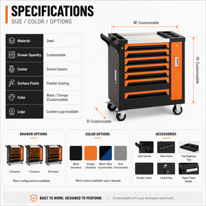 CE OEM Custom Heavy-Duty Workshop Auto Repair Rolling 7 Drawer Garage Storage <strong>Tool</strong> Cart <strong>Toolbox</strong> Metal Cabinet Trolley <strong>With</strong> <strong>Tools</strong> - Product Image 3