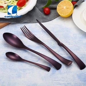 Cathylin Royal Wedding Hotel Juego de cubiertos tailandeses cepillados dorados de acero inoxidable 18/10 Cubiertos chapados en oro mate - Product Image 4
