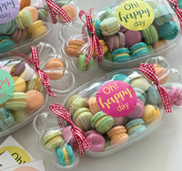 Boîte à bonbons mini macarons avec couvercle transparent - Emballage de biscuits français pour cadeau de la fête des enfants