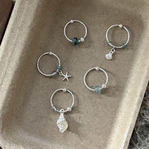 Pendientes Colgantes de Plata de Ley S925, Serie Océano Azul, Diseño de Estrella de Mar, Concha y Caracola, con un Toque Chic y Moderno - Product Image 1