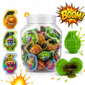 Caramelos de goma con centro de mermelada líquida, sabor a frutas surtidas, blandos y masticables, en tarro, novedad para fiestas, dulce, venta al por mayor - Product Image 1