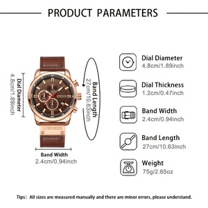 Orologio al quarzo sportivo da <span class=keywords><strong>uomo</strong></span>, 1 pezzo, con <span class=keywords><strong>cinturino</strong></span> in <span class=keywords><strong>pelle</strong></span> PU, quadrante rotondo, display con calendario, orologio da regalo premium per <span class=keywords><strong>uomo</strong></span> B927 - Product Image 4