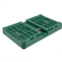 Caisse en plastique pliable et empilable de type maille verte perforée 600x400x300 mm pour le stockage et le transport des fruits et légumes