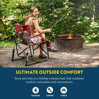 Fauteuil de camping basculant pour l'extérieur |   Chaise à bascule pliante portable, accoudoirs solides et durables, porte-gobelet confortable