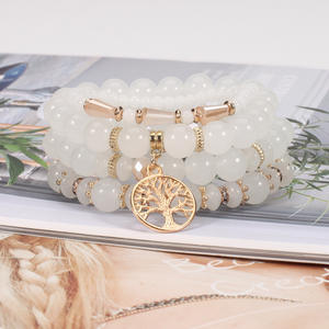 Joyería de moda, conjunto de pulseras con cuentas y dijes del Árbol de la Vida, de varias capas, con piedras naturales, unisex, regalo 2023 - Product Image 3