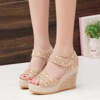 Sandales femmes 2020 été nouvelle plate-forme imperméable talon Ultra-haut Wedge dames mode respirant dentelle chaussures pour femmes