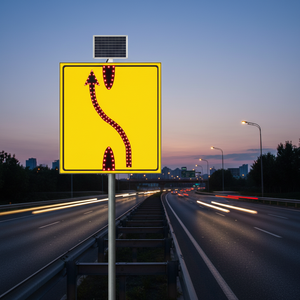 Señal de Tráfico Reflectante con Energía Solar de 110 x 120 cm, Flecha de Cambio de Carril de Derecha a Izquierda para Uso en Carreteras - Product Image 3