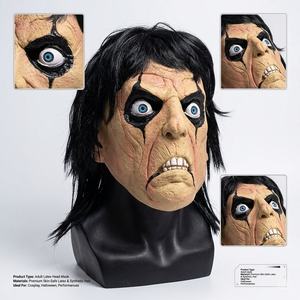 <span class=keywords><strong>Masque</strong></span> en latex réaliste de rock star, <span class=keywords><strong>masque</strong></span> intégral amusant et original, cheveux noirs, accessoires de fête <span class=keywords><strong>pour</strong></span> Halloween, Pâques, cosplay - Product Image 2