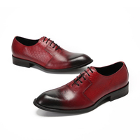 NA534 Chaussures surdimensionnées pour hommes Couleur rouge et noire Chaussures formelles en cuir de luxe pour hommes Chaussures confortables et décontractées