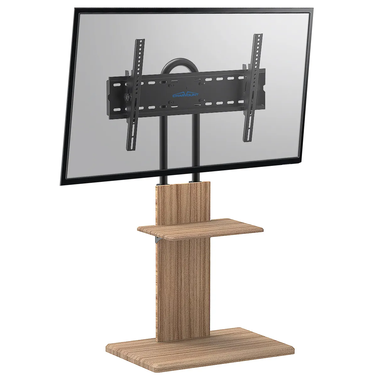 New Arrived Universal Swivel Tilt TV Stand with Wooden Base Height Adjustable Table Top TV Stand Mount Max VESA 400x400mm