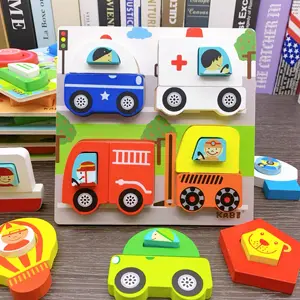 Wholesale Educational toymontessori toddler solid block boy kids toy wooden shape puzzle
