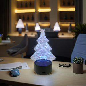 Lampe de nuit LED 3D Guangli au design moderne, bases en acrylique noires, câble USB, 7 couleurs, commande tactile, décoration de bureau et de chambre - Product Image 2