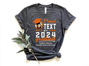 T-shirt personnalisé en coton pour diplômé avec photo, livraison rapide, sans MOQ, pour la promotion 2025, idéal pour la famille et les cérémonies de remise des diplômes - Product Image 2