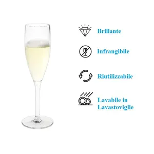 6 flûte da champagne in plastica riutilizzabili da 170 cc, infrangibili, per feste ed eventi - Product Image 3