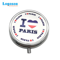 Ventes chaudes France J'aime Paris Souvenir Boîte à pilules décorative portable en métal Boîte à pilules Paris