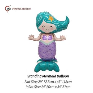 Palloncino in Mylar a Forma di Sirena e Conchiglia Autoportante, Decorazione per Feste di Compleanno a Tema Sottomarino per Bambini - Product Image 4