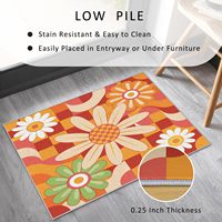 Weicher Rutschfester Dünner Teppich mit Gänseblümchen-Blumenmuster Waschbarer Retro-Blumenteppich für Innenräume Dekoration für Zuhause Schlafzimmer Wohnzimmer