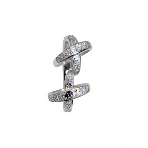 Anello Cocktail L-1 Nesia Cross in Acciaio Inossidabile Placcato Rodio con Micro Pavé di Diamanti, Anello Unisex Moderno per Matrimonio e Moda - Product Image 1