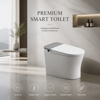 WC intelligent sans réservoir avec chasse d'eau par siphon, siège chauffant, matériau céramique, télécommande
