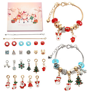 Kit de fabrication de bijoux de Noël DIY, bracelet perlé en alliage de 18 cm pour enfants, coffret cadeau de fêtes - Product Image 2