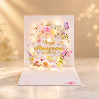 Carte d'invitation d'anniversaire Winpsheng 3D Pop-up avec lumière LED, musique et découpe laser, carte de vœux en papier, carte cadeau