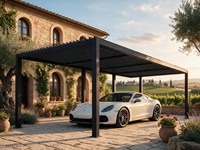 Gazebo moderne en alliage d'aluminium, adapté aux hôtels, restaurants et parkings de bureaux, toit à persiennes réglables