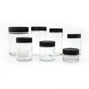 Flat Bottom 3oz Glass Jar and Black Dome Lid