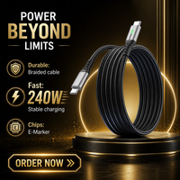 Câble de charge rapide PD Type-C vers Type-C 240W 6A, câble de données USB-C tressé en nylon pour iPhone 15 16 17 18 Pro Max