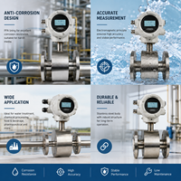 Digital Electromagnetic Flow Meter 304 Stainless Steel Flange PTFE Liner Integrated Converter Panel LCD for Water Treatment