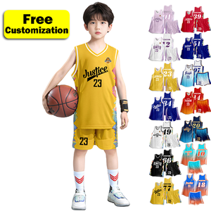Benutzer definierte LOGO Muster & Zahlen Basketball Trikot für Studenten Kinder Leichtes atmungsaktives schnell trocknendes Basketball Uniform Set - Product Image 1