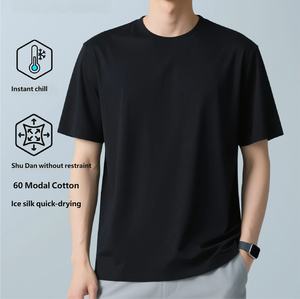 उच्च गुणवत्ता वाले स्पैन्डेक्स मोडल कपास टी शर्ट कस्टम ओ-गर्दन काले टी-शर्ट पुरुषों थोक के लिए थोक के कपड़े - Product Image 1