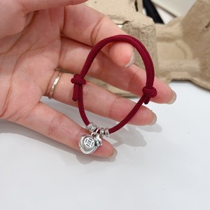 999 Sterling Silver Lucky Bag Pendant Red <b>Rope</b> <b>Bracelet</b> For Zodiac Year Gift Unisex Jewelry - Product Image 5