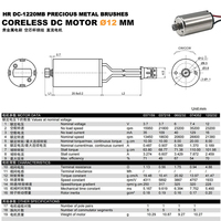 Moteur sans balais 1220 OD 12 mm à tête métallique précieuse, haute vitesse 35000 tr/min, DC 3.7 V 7.4 V 12 V pour pièce à main médicale dentaire