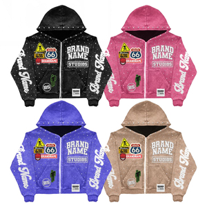 Sweat à capuche zippé unisexe Brand Name Studios, streetwear, imprimé, coupe classique, automne, tricoté, polyester, pour homme - Product Image 1