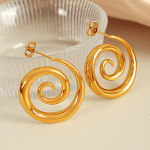 Pendientes de Aro Geométricos de Acero Inoxidable Chapados en Oro de 18K, Joyería para Mujer de Uso Diario - Product Image 2