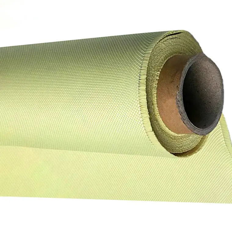 Yellow 1000D plain woven aramid fiber fabric for industrial use