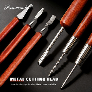 Outils de sculpture en argile Panwenbo, 6 ensembles d'outils en bois à double tête, couteaux à dentelle, outils de sculpture en céramique DIY - Product Image 5