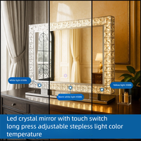 Miroir Mural de Luxe LED pour Salle de Bain, Miroir de Maquillage à Lumière LED, Vanity en Cristal Diamant pour Salon de Beauté
