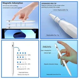 Stylet pour <span class=keywords><strong>iPad</strong></span> compatible avec <span class=keywords><strong>Apple</strong></span> <span class=keywords><strong>Pencil</strong></span> 2 et 1, pour <span class=keywords><strong>iPad</strong></span> A16 A17 Air M2 M3 M4 M5 <span class=keywords><strong>Pro</strong></span> 12.<span class=keywords><strong>9</strong></span> 10.2 10.<span class=keywords><strong>9</strong></span> Mini 6 <span class=keywords><strong>7</strong></span> - Product Image 6